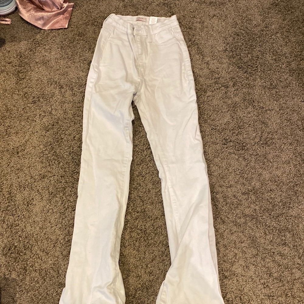 White flare jeans